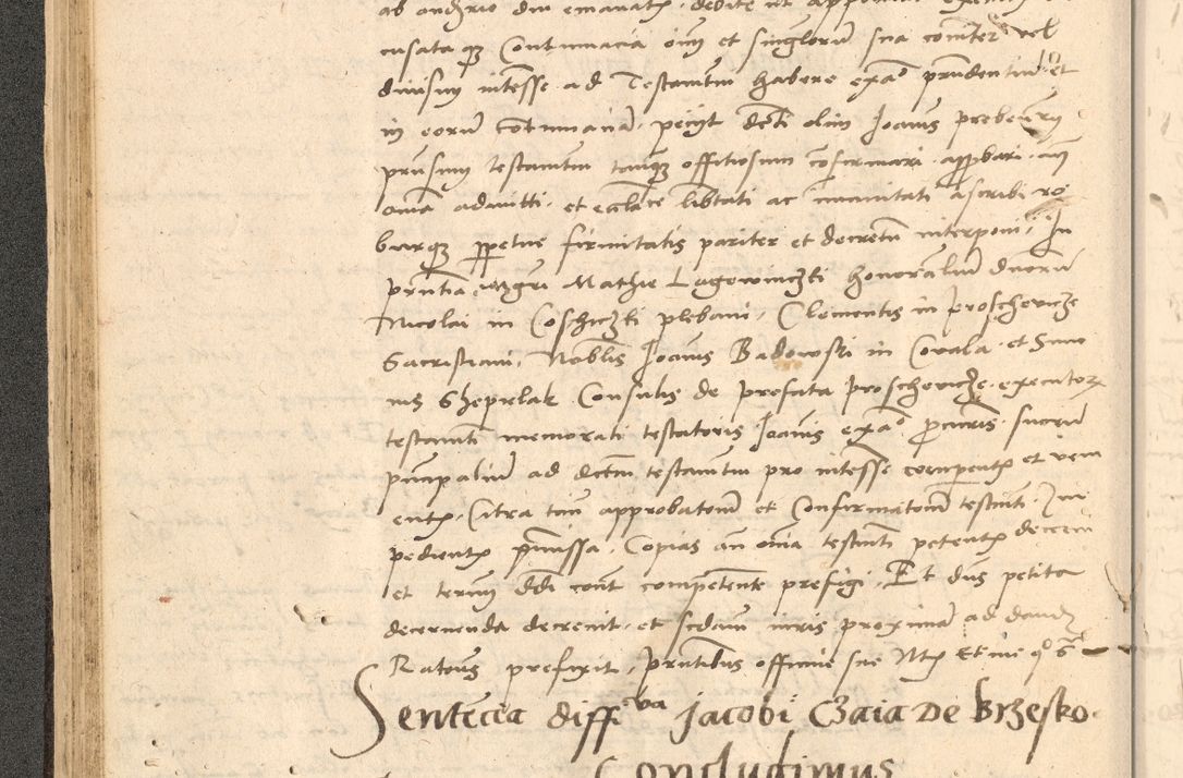 Zdjęcie nr 83 dla obiektu archiwalnego: Acta actorum causarum, sentenciarum et obligationum coram reverendo patre domino Thoma Roznowski canonico et reverendissimi in Christo patris et domini domini Patri Dei gratia Cracoviensis. Sabbato, 26 Octobris in ecclesiam suam solenniter recepti officialis generalis Cracoviensis dinita administratura, qua fungebatur post mortem reverendissimi olim felicis recordationis domini Joannis Choiecki episcopi Cracoviensis et Regni Polonie cancelarii anno presenti currenti videlicet 1538, die 11 Marcii Piotrcovie in comiciis celebratis circiter 23 horam defuncti sepulto corpore nona eiusdemque obsequiis X respective Aprilis peractis electo sub indictione XI, pontificatu vero sanctissimi in Christo patris et domini nostri domini Pauli divina providencia pape tercii foeliciter moderni, anno quarto, incepta felicibus auspiciis continuantur ordine processu infrascripto