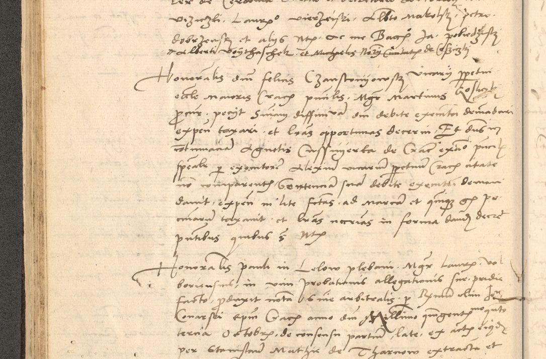Zdjęcie nr 79 dla obiektu archiwalnego: Acta actorum causarum, sentenciarum et obligationum coram reverendo patre domino Thoma Roznowski canonico et reverendissimi in Christo patris et domini domini Patri Dei gratia Cracoviensis. Sabbato, 26 Octobris in ecclesiam suam solenniter recepti officialis generalis Cracoviensis dinita administratura, qua fungebatur post mortem reverendissimi olim felicis recordationis domini Joannis Choiecki episcopi Cracoviensis et Regni Polonie cancelarii anno presenti currenti videlicet 1538, die 11 Marcii Piotrcovie in comiciis celebratis circiter 23 horam defuncti sepulto corpore nona eiusdemque obsequiis X respective Aprilis peractis electo sub indictione XI, pontificatu vero sanctissimi in Christo patris et domini nostri domini Pauli divina providencia pape tercii foeliciter moderni, anno quarto, incepta felicibus auspiciis continuantur ordine processu infrascripto
