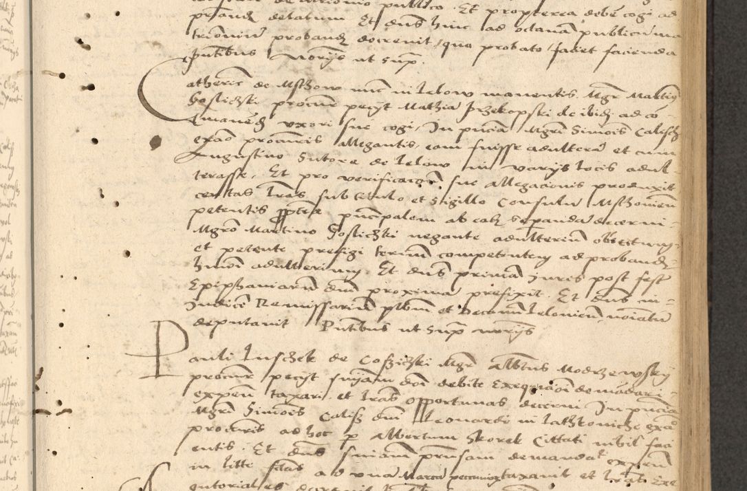 Zdjęcie nr 60 dla obiektu archiwalnego: Acta actorum causarum, sentenciarum et obligationum coram reverendo patre domino Thoma Roznowski canonico et reverendissimi in Christo patris et domini domini Patri Dei gratia Cracoviensis. Sabbato, 26 Octobris in ecclesiam suam solenniter recepti officialis generalis Cracoviensis dinita administratura, qua fungebatur post mortem reverendissimi olim felicis recordationis domini Joannis Choiecki episcopi Cracoviensis et Regni Polonie cancelarii anno presenti currenti videlicet 1538, die 11 Marcii Piotrcovie in comiciis celebratis circiter 23 horam defuncti sepulto corpore nona eiusdemque obsequiis X respective Aprilis peractis electo sub indictione XI, pontificatu vero sanctissimi in Christo patris et domini nostri domini Pauli divina providencia pape tercii foeliciter moderni, anno quarto, incepta felicibus auspiciis continuantur ordine processu infrascripto