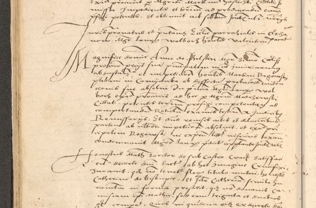 Zdjęcie nr 59 dla obiektu archiwalnego: Acta actorum causarum, sentenciarum et obligationum coram reverendo patre domino Thoma Roznowski canonico et reverendissimi in Christo patris et domini domini Patri Dei gratia Cracoviensis. Sabbato, 26 Octobris in ecclesiam suam solenniter recepti officialis generalis Cracoviensis dinita administratura, qua fungebatur post mortem reverendissimi olim felicis recordationis domini Joannis Choiecki episcopi Cracoviensis et Regni Polonie cancelarii anno presenti currenti videlicet 1538, die 11 Marcii Piotrcovie in comiciis celebratis circiter 23 horam defuncti sepulto corpore nona eiusdemque obsequiis X respective Aprilis peractis electo sub indictione XI, pontificatu vero sanctissimi in Christo patris et domini nostri domini Pauli divina providencia pape tercii foeliciter moderni, anno quarto, incepta felicibus auspiciis continuantur ordine processu infrascripto