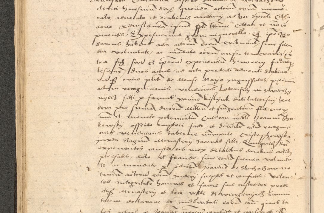 Zdjęcie nr 63 dla obiektu archiwalnego: Acta actorum causarum, sentenciarum et obligationum coram reverendo patre domino Thoma Roznowski canonico et reverendissimi in Christo patris et domini domini Patri Dei gratia Cracoviensis. Sabbato, 26 Octobris in ecclesiam suam solenniter recepti officialis generalis Cracoviensis dinita administratura, qua fungebatur post mortem reverendissimi olim felicis recordationis domini Joannis Choiecki episcopi Cracoviensis et Regni Polonie cancelarii anno presenti currenti videlicet 1538, die 11 Marcii Piotrcovie in comiciis celebratis circiter 23 horam defuncti sepulto corpore nona eiusdemque obsequiis X respective Aprilis peractis electo sub indictione XI, pontificatu vero sanctissimi in Christo patris et domini nostri domini Pauli divina providencia pape tercii foeliciter moderni, anno quarto, incepta felicibus auspiciis continuantur ordine processu infrascripto
