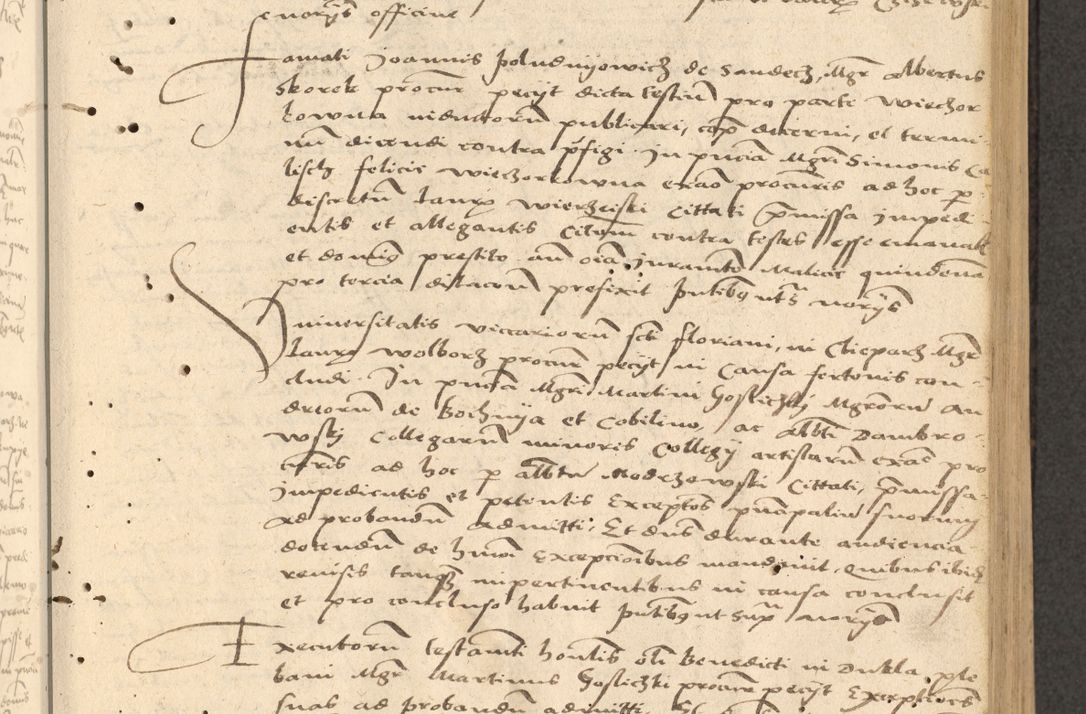 Zdjęcie nr 58 dla obiektu archiwalnego: Acta actorum causarum, sentenciarum et obligationum coram reverendo patre domino Thoma Roznowski canonico et reverendissimi in Christo patris et domini domini Patri Dei gratia Cracoviensis. Sabbato, 26 Octobris in ecclesiam suam solenniter recepti officialis generalis Cracoviensis dinita administratura, qua fungebatur post mortem reverendissimi olim felicis recordationis domini Joannis Choiecki episcopi Cracoviensis et Regni Polonie cancelarii anno presenti currenti videlicet 1538, die 11 Marcii Piotrcovie in comiciis celebratis circiter 23 horam defuncti sepulto corpore nona eiusdemque obsequiis X respective Aprilis peractis electo sub indictione XI, pontificatu vero sanctissimi in Christo patris et domini nostri domini Pauli divina providencia pape tercii foeliciter moderni, anno quarto, incepta felicibus auspiciis continuantur ordine processu infrascripto