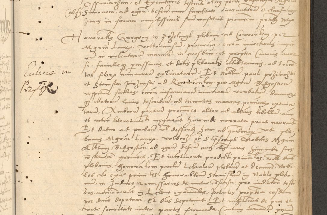 Zdjęcie nr 52 dla obiektu archiwalnego: Acta actorum causarum, sentenciarum et obligationum coram reverendo patre domino Thoma Roznowski canonico et reverendissimi in Christo patris et domini domini Patri Dei gratia Cracoviensis. Sabbato, 26 Octobris in ecclesiam suam solenniter recepti officialis generalis Cracoviensis dinita administratura, qua fungebatur post mortem reverendissimi olim felicis recordationis domini Joannis Choiecki episcopi Cracoviensis et Regni Polonie cancelarii anno presenti currenti videlicet 1538, die 11 Marcii Piotrcovie in comiciis celebratis circiter 23 horam defuncti sepulto corpore nona eiusdemque obsequiis X respective Aprilis peractis electo sub indictione XI, pontificatu vero sanctissimi in Christo patris et domini nostri domini Pauli divina providencia pape tercii foeliciter moderni, anno quarto, incepta felicibus auspiciis continuantur ordine processu infrascripto
