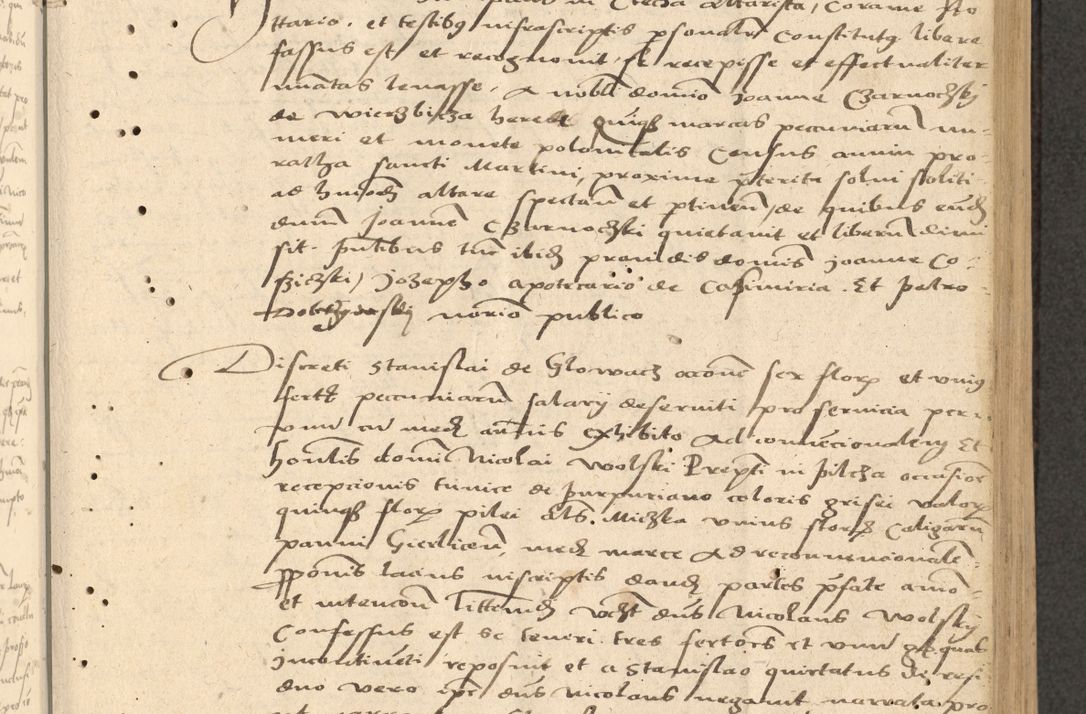 Zdjęcie nr 48 dla obiektu archiwalnego: Acta actorum causarum, sentenciarum et obligationum coram reverendo patre domino Thoma Roznowski canonico et reverendissimi in Christo patris et domini domini Patri Dei gratia Cracoviensis. Sabbato, 26 Octobris in ecclesiam suam solenniter recepti officialis generalis Cracoviensis dinita administratura, qua fungebatur post mortem reverendissimi olim felicis recordationis domini Joannis Choiecki episcopi Cracoviensis et Regni Polonie cancelarii anno presenti currenti videlicet 1538, die 11 Marcii Piotrcovie in comiciis celebratis circiter 23 horam defuncti sepulto corpore nona eiusdemque obsequiis X respective Aprilis peractis electo sub indictione XI, pontificatu vero sanctissimi in Christo patris et domini nostri domini Pauli divina providencia pape tercii foeliciter moderni, anno quarto, incepta felicibus auspiciis continuantur ordine processu infrascripto