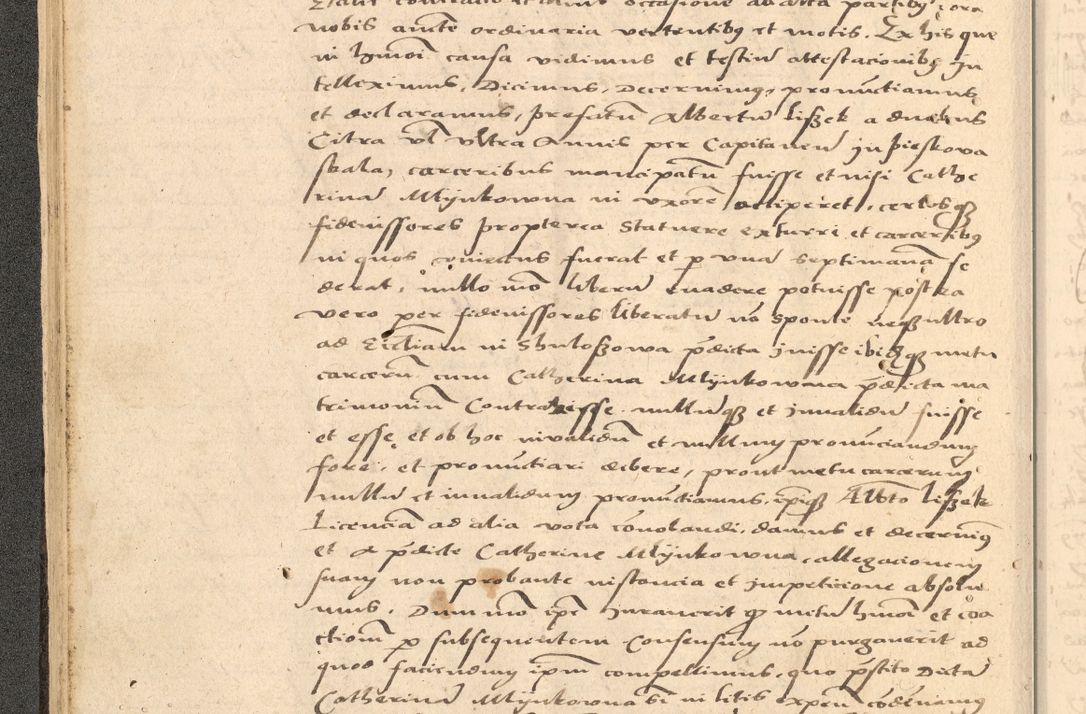 Zdjęcie nr 49 dla obiektu archiwalnego: Acta actorum causarum, sentenciarum et obligationum coram reverendo patre domino Thoma Roznowski canonico et reverendissimi in Christo patris et domini domini Patri Dei gratia Cracoviensis. Sabbato, 26 Octobris in ecclesiam suam solenniter recepti officialis generalis Cracoviensis dinita administratura, qua fungebatur post mortem reverendissimi olim felicis recordationis domini Joannis Choiecki episcopi Cracoviensis et Regni Polonie cancelarii anno presenti currenti videlicet 1538, die 11 Marcii Piotrcovie in comiciis celebratis circiter 23 horam defuncti sepulto corpore nona eiusdemque obsequiis X respective Aprilis peractis electo sub indictione XI, pontificatu vero sanctissimi in Christo patris et domini nostri domini Pauli divina providencia pape tercii foeliciter moderni, anno quarto, incepta felicibus auspiciis continuantur ordine processu infrascripto