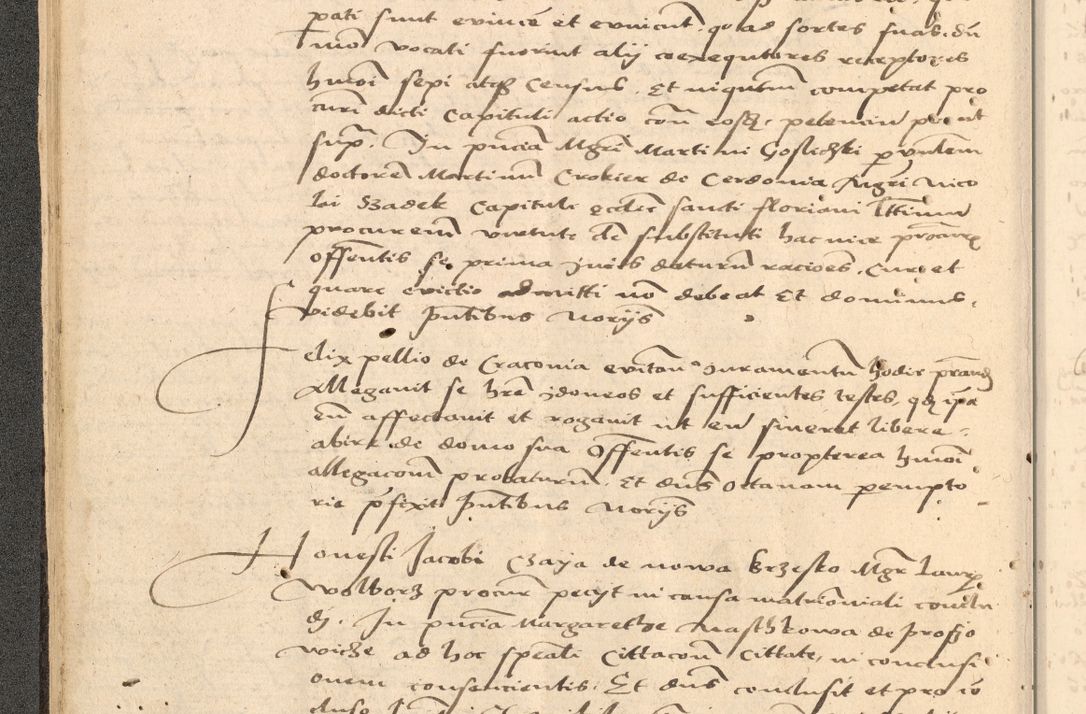 Zdjęcie nr 47 dla obiektu archiwalnego: Acta actorum causarum, sentenciarum et obligationum coram reverendo patre domino Thoma Roznowski canonico et reverendissimi in Christo patris et domini domini Patri Dei gratia Cracoviensis. Sabbato, 26 Octobris in ecclesiam suam solenniter recepti officialis generalis Cracoviensis dinita administratura, qua fungebatur post mortem reverendissimi olim felicis recordationis domini Joannis Choiecki episcopi Cracoviensis et Regni Polonie cancelarii anno presenti currenti videlicet 1538, die 11 Marcii Piotrcovie in comiciis celebratis circiter 23 horam defuncti sepulto corpore nona eiusdemque obsequiis X respective Aprilis peractis electo sub indictione XI, pontificatu vero sanctissimi in Christo patris et domini nostri domini Pauli divina providencia pape tercii foeliciter moderni, anno quarto, incepta felicibus auspiciis continuantur ordine processu infrascripto