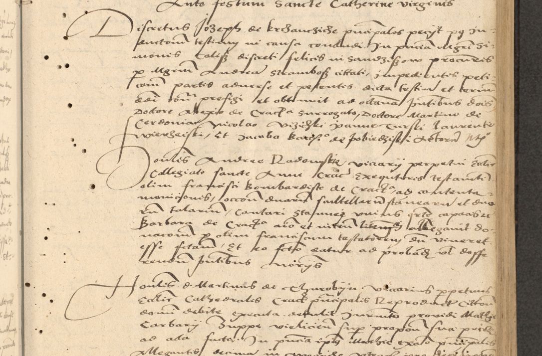 Zdjęcie nr 46 dla obiektu archiwalnego: Acta actorum causarum, sentenciarum et obligationum coram reverendo patre domino Thoma Roznowski canonico et reverendissimi in Christo patris et domini domini Patri Dei gratia Cracoviensis. Sabbato, 26 Octobris in ecclesiam suam solenniter recepti officialis generalis Cracoviensis dinita administratura, qua fungebatur post mortem reverendissimi olim felicis recordationis domini Joannis Choiecki episcopi Cracoviensis et Regni Polonie cancelarii anno presenti currenti videlicet 1538, die 11 Marcii Piotrcovie in comiciis celebratis circiter 23 horam defuncti sepulto corpore nona eiusdemque obsequiis X respective Aprilis peractis electo sub indictione XI, pontificatu vero sanctissimi in Christo patris et domini nostri domini Pauli divina providencia pape tercii foeliciter moderni, anno quarto, incepta felicibus auspiciis continuantur ordine processu infrascripto