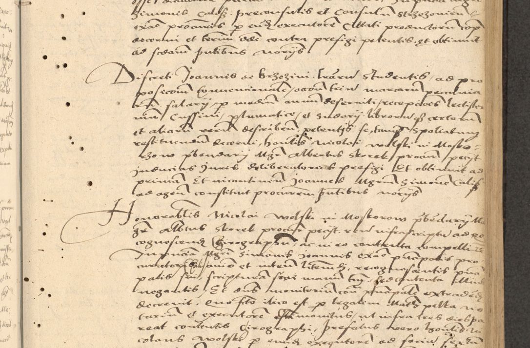 Zdjęcie nr 44 dla obiektu archiwalnego: Acta actorum causarum, sentenciarum et obligationum coram reverendo patre domino Thoma Roznowski canonico et reverendissimi in Christo patris et domini domini Patri Dei gratia Cracoviensis. Sabbato, 26 Octobris in ecclesiam suam solenniter recepti officialis generalis Cracoviensis dinita administratura, qua fungebatur post mortem reverendissimi olim felicis recordationis domini Joannis Choiecki episcopi Cracoviensis et Regni Polonie cancelarii anno presenti currenti videlicet 1538, die 11 Marcii Piotrcovie in comiciis celebratis circiter 23 horam defuncti sepulto corpore nona eiusdemque obsequiis X respective Aprilis peractis electo sub indictione XI, pontificatu vero sanctissimi in Christo patris et domini nostri domini Pauli divina providencia pape tercii foeliciter moderni, anno quarto, incepta felicibus auspiciis continuantur ordine processu infrascripto