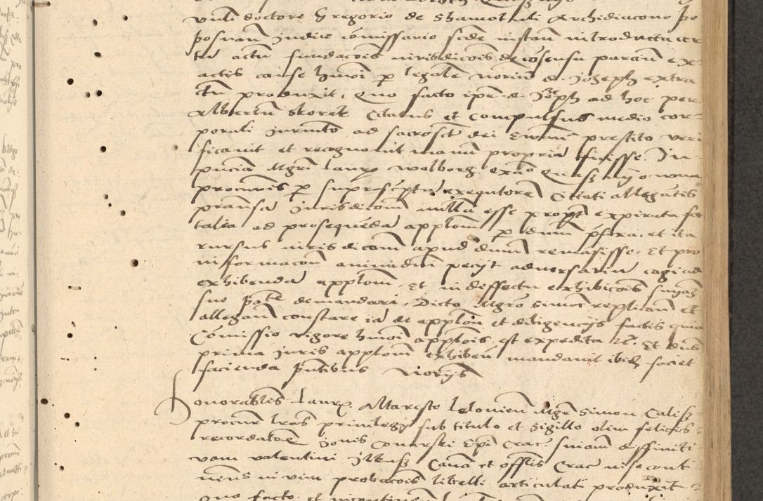 Zdjęcie nr 40 dla obiektu archiwalnego: Acta actorum causarum, sentenciarum et obligationum coram reverendo patre domino Thoma Roznowski canonico et reverendissimi in Christo patris et domini domini Patri Dei gratia Cracoviensis. Sabbato, 26 Octobris in ecclesiam suam solenniter recepti officialis generalis Cracoviensis dinita administratura, qua fungebatur post mortem reverendissimi olim felicis recordationis domini Joannis Choiecki episcopi Cracoviensis et Regni Polonie cancelarii anno presenti currenti videlicet 1538, die 11 Marcii Piotrcovie in comiciis celebratis circiter 23 horam defuncti sepulto corpore nona eiusdemque obsequiis X respective Aprilis peractis electo sub indictione XI, pontificatu vero sanctissimi in Christo patris et domini nostri domini Pauli divina providencia pape tercii foeliciter moderni, anno quarto, incepta felicibus auspiciis continuantur ordine processu infrascripto