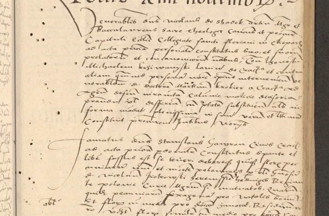 Zdjęcie nr 30 dla obiektu archiwalnego: Acta actorum causarum, sentenciarum et obligationum coram reverendo patre domino Thoma Roznowski canonico et reverendissimi in Christo patris et domini domini Patri Dei gratia Cracoviensis. Sabbato, 26 Octobris in ecclesiam suam solenniter recepti officialis generalis Cracoviensis dinita administratura, qua fungebatur post mortem reverendissimi olim felicis recordationis domini Joannis Choiecki episcopi Cracoviensis et Regni Polonie cancelarii anno presenti currenti videlicet 1538, die 11 Marcii Piotrcovie in comiciis celebratis circiter 23 horam defuncti sepulto corpore nona eiusdemque obsequiis X respective Aprilis peractis electo sub indictione XI, pontificatu vero sanctissimi in Christo patris et domini nostri domini Pauli divina providencia pape tercii foeliciter moderni, anno quarto, incepta felicibus auspiciis continuantur ordine processu infrascripto