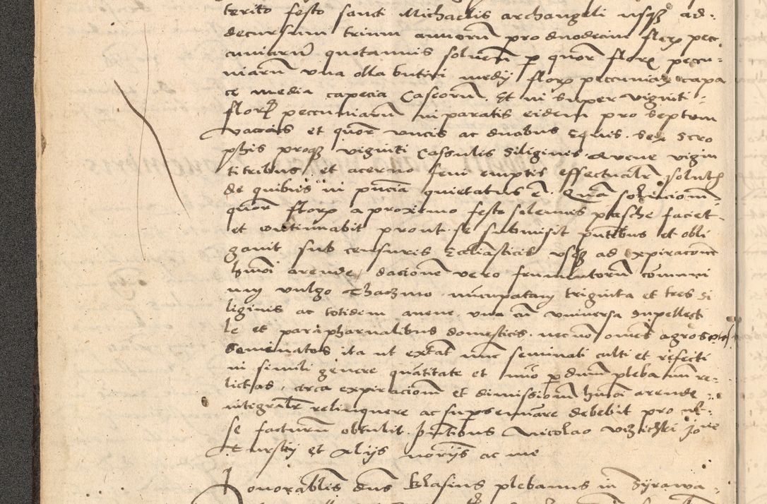 Zdjęcie nr 23 dla obiektu archiwalnego: Acta actorum causarum, sentenciarum et obligationum coram reverendo patre domino Thoma Roznowski canonico et reverendissimi in Christo patris et domini domini Patri Dei gratia Cracoviensis. Sabbato, 26 Octobris in ecclesiam suam solenniter recepti officialis generalis Cracoviensis dinita administratura, qua fungebatur post mortem reverendissimi olim felicis recordationis domini Joannis Choiecki episcopi Cracoviensis et Regni Polonie cancelarii anno presenti currenti videlicet 1538, die 11 Marcii Piotrcovie in comiciis celebratis circiter 23 horam defuncti sepulto corpore nona eiusdemque obsequiis X respective Aprilis peractis electo sub indictione XI, pontificatu vero sanctissimi in Christo patris et domini nostri domini Pauli divina providencia pape tercii foeliciter moderni, anno quarto, incepta felicibus auspiciis continuantur ordine processu infrascripto