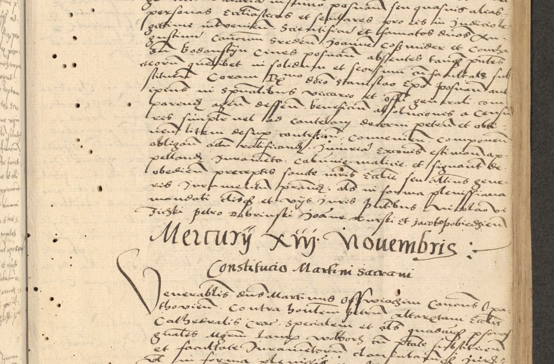 Zdjęcie nr 24 dla obiektu archiwalnego: Acta actorum causarum, sentenciarum et obligationum coram reverendo patre domino Thoma Roznowski canonico et reverendissimi in Christo patris et domini domini Patri Dei gratia Cracoviensis. Sabbato, 26 Octobris in ecclesiam suam solenniter recepti officialis generalis Cracoviensis dinita administratura, qua fungebatur post mortem reverendissimi olim felicis recordationis domini Joannis Choiecki episcopi Cracoviensis et Regni Polonie cancelarii anno presenti currenti videlicet 1538, die 11 Marcii Piotrcovie in comiciis celebratis circiter 23 horam defuncti sepulto corpore nona eiusdemque obsequiis X respective Aprilis peractis electo sub indictione XI, pontificatu vero sanctissimi in Christo patris et domini nostri domini Pauli divina providencia pape tercii foeliciter moderni, anno quarto, incepta felicibus auspiciis continuantur ordine processu infrascripto