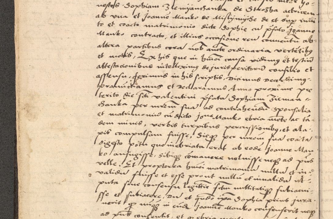 Zdjęcie nr 17 dla obiektu archiwalnego: Acta actorum causarum, sentenciarum et obligationum coram reverendo patre domino Thoma Roznowski canonico et reverendissimi in Christo patris et domini domini Patri Dei gratia Cracoviensis. Sabbato, 26 Octobris in ecclesiam suam solenniter recepti officialis generalis Cracoviensis dinita administratura, qua fungebatur post mortem reverendissimi olim felicis recordationis domini Joannis Choiecki episcopi Cracoviensis et Regni Polonie cancelarii anno presenti currenti videlicet 1538, die 11 Marcii Piotrcovie in comiciis celebratis circiter 23 horam defuncti sepulto corpore nona eiusdemque obsequiis X respective Aprilis peractis electo sub indictione XI, pontificatu vero sanctissimi in Christo patris et domini nostri domini Pauli divina providencia pape tercii foeliciter moderni, anno quarto, incepta felicibus auspiciis continuantur ordine processu infrascripto