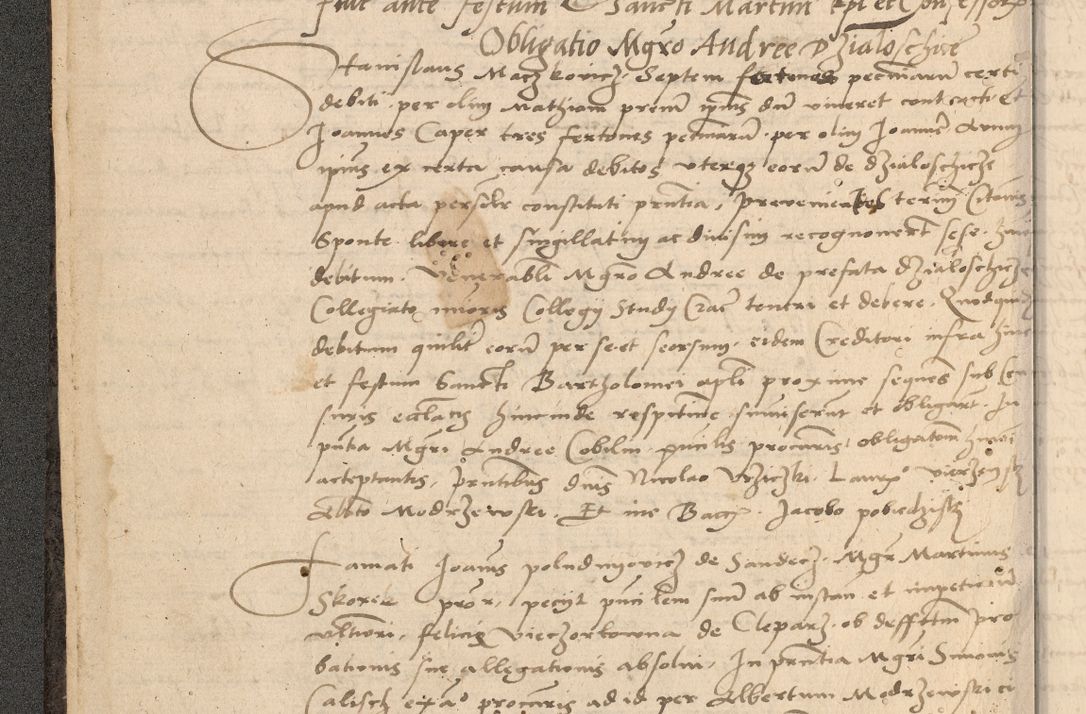 Zdjęcie nr 15 dla obiektu archiwalnego: Acta actorum causarum, sentenciarum et obligationum coram reverendo patre domino Thoma Roznowski canonico et reverendissimi in Christo patris et domini domini Patri Dei gratia Cracoviensis. Sabbato, 26 Octobris in ecclesiam suam solenniter recepti officialis generalis Cracoviensis dinita administratura, qua fungebatur post mortem reverendissimi olim felicis recordationis domini Joannis Choiecki episcopi Cracoviensis et Regni Polonie cancelarii anno presenti currenti videlicet 1538, die 11 Marcii Piotrcovie in comiciis celebratis circiter 23 horam defuncti sepulto corpore nona eiusdemque obsequiis X respective Aprilis peractis electo sub indictione XI, pontificatu vero sanctissimi in Christo patris et domini nostri domini Pauli divina providencia pape tercii foeliciter moderni, anno quarto, incepta felicibus auspiciis continuantur ordine processu infrascripto