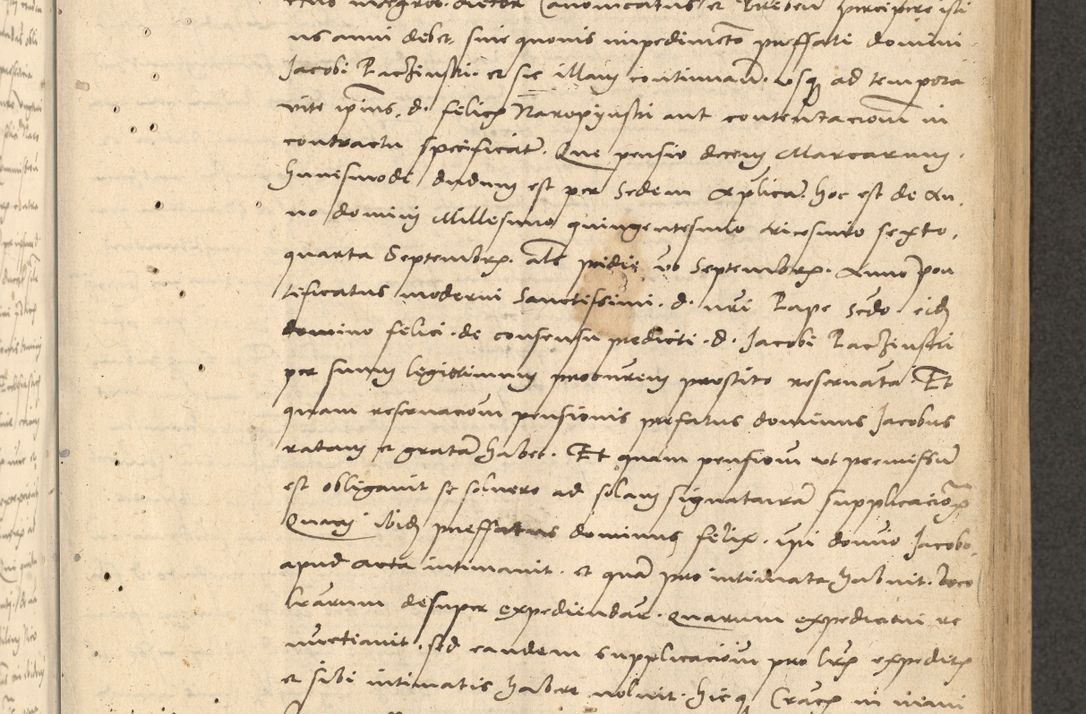 Zdjęcie nr 12 dla obiektu archiwalnego: Acta actorum causarum, sentenciarum et obligationum coram reverendo patre domino Thoma Roznowski canonico et reverendissimi in Christo patris et domini domini Patri Dei gratia Cracoviensis. Sabbato, 26 Octobris in ecclesiam suam solenniter recepti officialis generalis Cracoviensis dinita administratura, qua fungebatur post mortem reverendissimi olim felicis recordationis domini Joannis Choiecki episcopi Cracoviensis et Regni Polonie cancelarii anno presenti currenti videlicet 1538, die 11 Marcii Piotrcovie in comiciis celebratis circiter 23 horam defuncti sepulto corpore nona eiusdemque obsequiis X respective Aprilis peractis electo sub indictione XI, pontificatu vero sanctissimi in Christo patris et domini nostri domini Pauli divina providencia pape tercii foeliciter moderni, anno quarto, incepta felicibus auspiciis continuantur ordine processu infrascripto