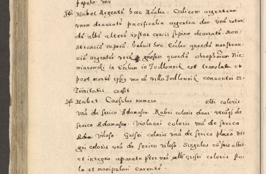 Zdjęcie nr 458 dla obiektu archiwalnego: Acta visitationis exterioris decanatuum Oswiecimensis, Novi Montis, Zatoriensis et Skamnesis ad archidiaconatum Cracoviensem pertinentium per R. D. Christophorum Kazimirski, nominatum episcopum Kijoviensem et praepositum Tarnoviensem ex commissione Illustr. Principis D. Georgii, divina miseratione S.R.E. tituli s. Sixti cardinalis presbiteri Radziwiłł nuncupati, episcopatus Cracoviensis administratoris perpetui, in Olica er Nieswież ducis a. D. 1598