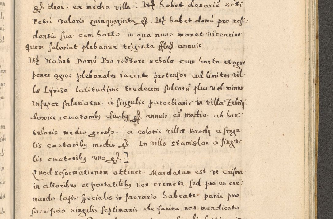 Zdjęcie nr 427 dla obiektu archiwalnego: Acta visitationis exterioris decanatuum Oswiecimensis, Novi Montis, Zatoriensis et Skamnesis ad archidiaconatum Cracoviensem pertinentium per R. D. Christophorum Kazimirski, nominatum episcopum Kijoviensem et praepositum Tarnoviensem ex commissione Illustr. Principis D. Georgii, divina miseratione S.R.E. tituli s. Sixti cardinalis presbiteri Radziwiłł nuncupati, episcopatus Cracoviensis administratoris perpetui, in Olica er Nieswież ducis a. D. 1598