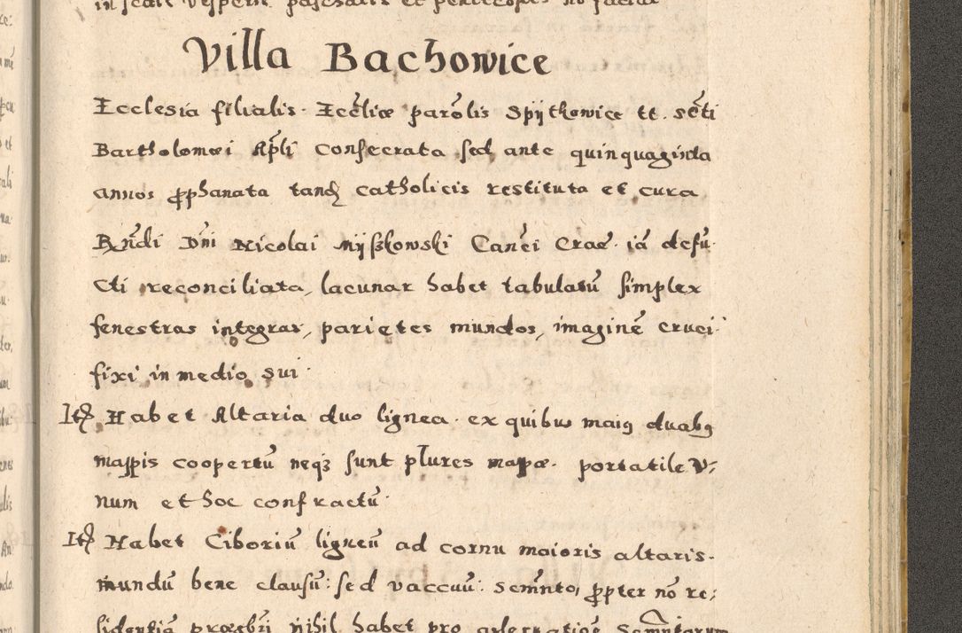 Zdjęcie nr 395 dla obiektu archiwalnego: Acta visitationis exterioris decanatuum Oswiecimensis, Novi Montis, Zatoriensis et Skamnesis ad archidiaconatum Cracoviensem pertinentium per R. D. Christophorum Kazimirski, nominatum episcopum Kijoviensem et praepositum Tarnoviensem ex commissione Illustr. Principis D. Georgii, divina miseratione S.R.E. tituli s. Sixti cardinalis presbiteri Radziwiłł nuncupati, episcopatus Cracoviensis administratoris perpetui, in Olica er Nieswież ducis a. D. 1598