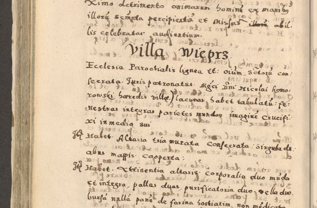 Zdjęcie nr 326 dla obiektu archiwalnego: Acta visitationis exterioris decanatuum Oswiecimensis, Novi Montis, Zatoriensis et Skamnesis ad archidiaconatum Cracoviensem pertinentium per R. D. Christophorum Kazimirski, nominatum episcopum Kijoviensem et praepositum Tarnoviensem ex commissione Illustr. Principis D. Georgii, divina miseratione S.R.E. tituli s. Sixti cardinalis presbiteri Radziwiłł nuncupati, episcopatus Cracoviensis administratoris perpetui, in Olica er Nieswież ducis a. D. 1598