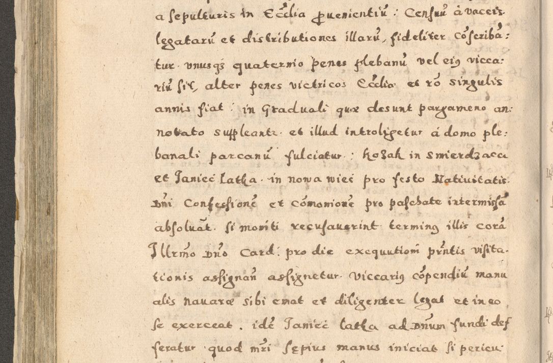 Zdjęcie nr 248 dla obiektu archiwalnego: Acta visitationis exterioris decanatuum Oswiecimensis, Novi Montis, Zatoriensis et Skamnesis ad archidiaconatum Cracoviensem pertinentium per R. D. Christophorum Kazimirski, nominatum episcopum Kijoviensem et praepositum Tarnoviensem ex commissione Illustr. Principis D. Georgii, divina miseratione S.R.E. tituli s. Sixti cardinalis presbiteri Radziwiłł nuncupati, episcopatus Cracoviensis administratoris perpetui, in Olica er Nieswież ducis a. D. 1598