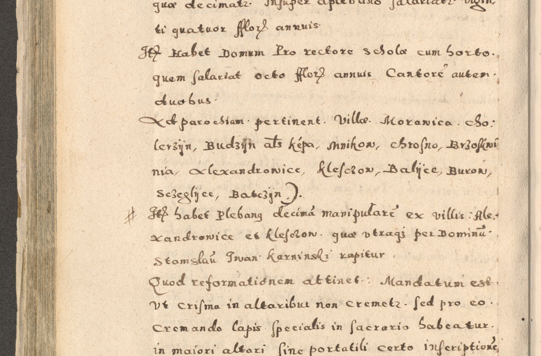 Zdjęcie nr 242 dla obiektu archiwalnego: Acta visitationis exterioris decanatuum Oswiecimensis, Novi Montis, Zatoriensis et Skamnesis ad archidiaconatum Cracoviensem pertinentium per R. D. Christophorum Kazimirski, nominatum episcopum Kijoviensem et praepositum Tarnoviensem ex commissione Illustr. Principis D. Georgii, divina miseratione S.R.E. tituli s. Sixti cardinalis presbiteri Radziwiłł nuncupati, episcopatus Cracoviensis administratoris perpetui, in Olica er Nieswież ducis a. D. 1598