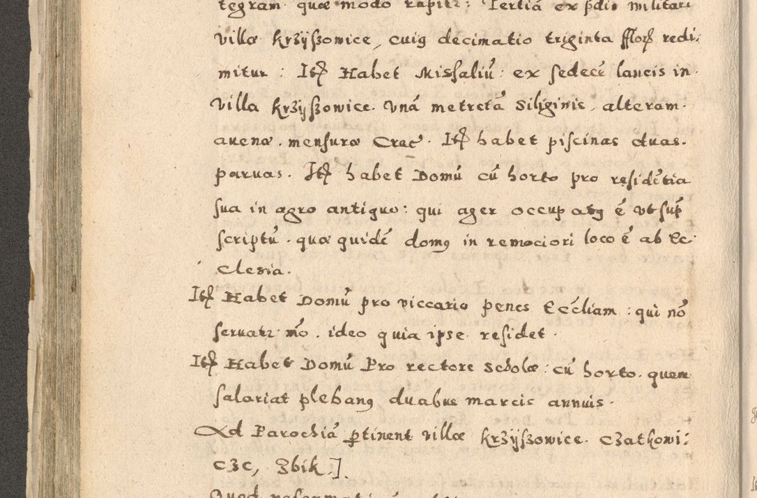 Zdjęcie nr 226 dla obiektu archiwalnego: Acta visitationis exterioris decanatuum Oswiecimensis, Novi Montis, Zatoriensis et Skamnesis ad archidiaconatum Cracoviensem pertinentium per R. D. Christophorum Kazimirski, nominatum episcopum Kijoviensem et praepositum Tarnoviensem ex commissione Illustr. Principis D. Georgii, divina miseratione S.R.E. tituli s. Sixti cardinalis presbiteri Radziwiłł nuncupati, episcopatus Cracoviensis administratoris perpetui, in Olica er Nieswież ducis a. D. 1598