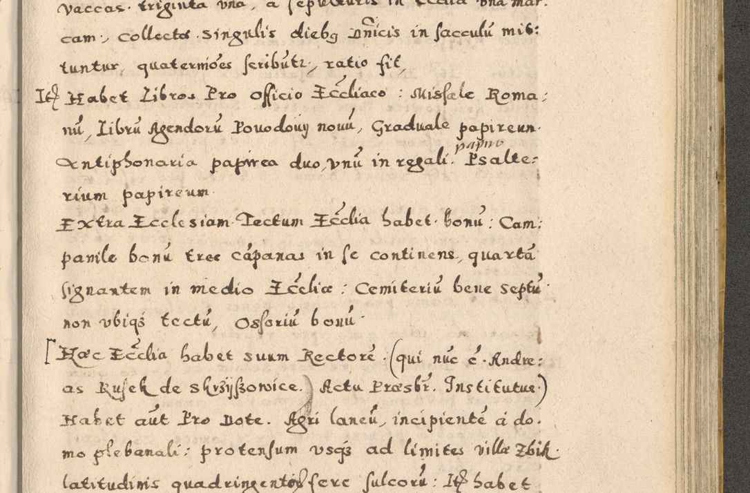 Zdjęcie nr 225 dla obiektu archiwalnego: Acta visitationis exterioris decanatuum Oswiecimensis, Novi Montis, Zatoriensis et Skamnesis ad archidiaconatum Cracoviensem pertinentium per R. D. Christophorum Kazimirski, nominatum episcopum Kijoviensem et praepositum Tarnoviensem ex commissione Illustr. Principis D. Georgii, divina miseratione S.R.E. tituli s. Sixti cardinalis presbiteri Radziwiłł nuncupati, episcopatus Cracoviensis administratoris perpetui, in Olica er Nieswież ducis a. D. 1598