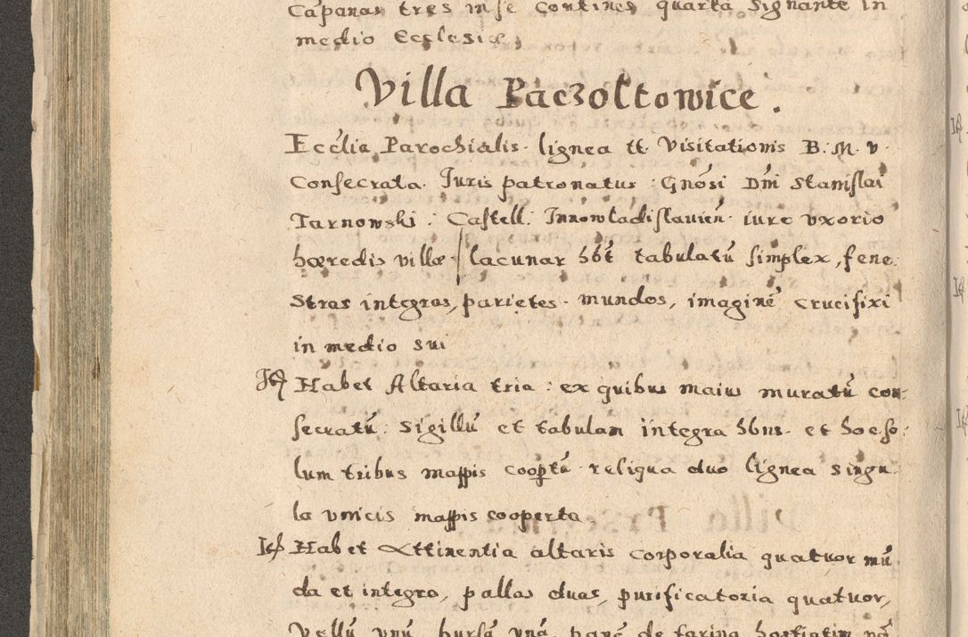 Zdjęcie nr 212 dla obiektu archiwalnego: Acta visitationis exterioris decanatuum Oswiecimensis, Novi Montis, Zatoriensis et Skamnesis ad archidiaconatum Cracoviensem pertinentium per R. D. Christophorum Kazimirski, nominatum episcopum Kijoviensem et praepositum Tarnoviensem ex commissione Illustr. Principis D. Georgii, divina miseratione S.R.E. tituli s. Sixti cardinalis presbiteri Radziwiłł nuncupati, episcopatus Cracoviensis administratoris perpetui, in Olica er Nieswież ducis a. D. 1598