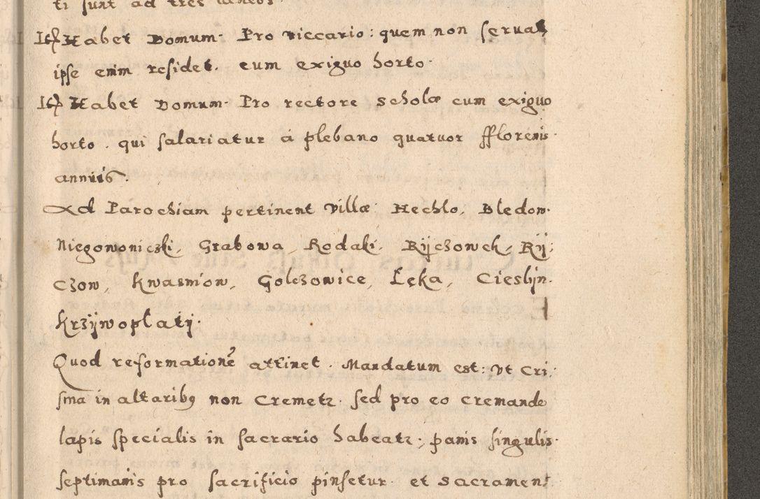 Zdjęcie nr 173 dla obiektu archiwalnego: Acta visitationis exterioris decanatuum Oswiecimensis, Novi Montis, Zatoriensis et Skamnesis ad archidiaconatum Cracoviensem pertinentium per R. D. Christophorum Kazimirski, nominatum episcopum Kijoviensem et praepositum Tarnoviensem ex commissione Illustr. Principis D. Georgii, divina miseratione S.R.E. tituli s. Sixti cardinalis presbiteri Radziwiłł nuncupati, episcopatus Cracoviensis administratoris perpetui, in Olica er Nieswież ducis a. D. 1598