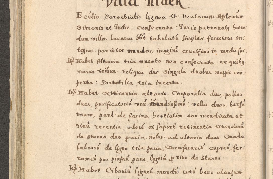 Zdjęcie nr 96 dla obiektu archiwalnego: Acta visitationis exterioris decanatuum Oswiecimensis, Novi Montis, Zatoriensis et Skamnesis ad archidiaconatum Cracoviensem pertinentium per R. D. Christophorum Kazimirski, nominatum episcopum Kijoviensem et praepositum Tarnoviensem ex commissione Illustr. Principis D. Georgii, divina miseratione S.R.E. tituli s. Sixti cardinalis presbiteri Radziwiłł nuncupati, episcopatus Cracoviensis administratoris perpetui, in Olica er Nieswież ducis a. D. 1598