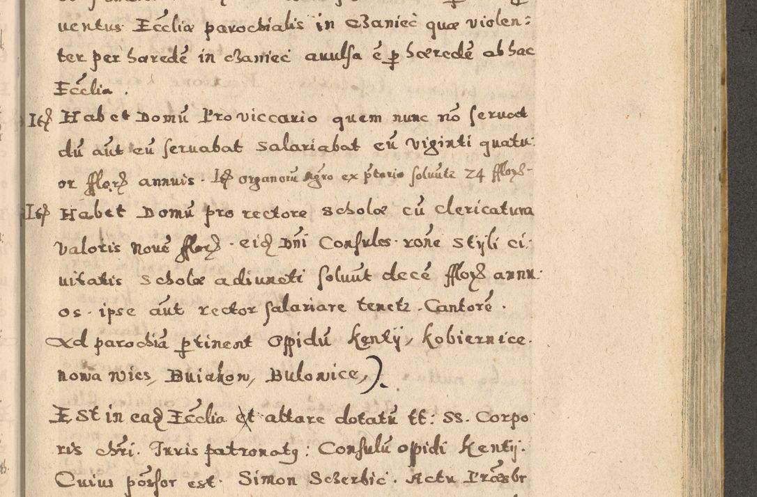 Zdjęcie nr 91 dla obiektu archiwalnego: Acta visitationis exterioris decanatuum Oswiecimensis, Novi Montis, Zatoriensis et Skamnesis ad archidiaconatum Cracoviensem pertinentium per R. D. Christophorum Kazimirski, nominatum episcopum Kijoviensem et praepositum Tarnoviensem ex commissione Illustr. Principis D. Georgii, divina miseratione S.R.E. tituli s. Sixti cardinalis presbiteri Radziwiłł nuncupati, episcopatus Cracoviensis administratoris perpetui, in Olica er Nieswież ducis a. D. 1598