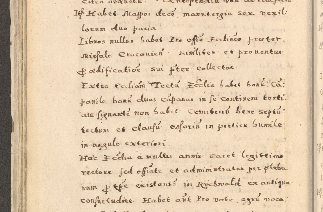 Zdjęcie nr 60 dla obiektu archiwalnego: Acta visitationis exterioris decanatuum Oswiecimensis, Novi Montis, Zatoriensis et Skamnesis ad archidiaconatum Cracoviensem pertinentium per R. D. Christophorum Kazimirski, nominatum episcopum Kijoviensem et praepositum Tarnoviensem ex commissione Illustr. Principis D. Georgii, divina miseratione S.R.E. tituli s. Sixti cardinalis presbiteri Radziwiłł nuncupati, episcopatus Cracoviensis administratoris perpetui, in Olica er Nieswież ducis a. D. 1598