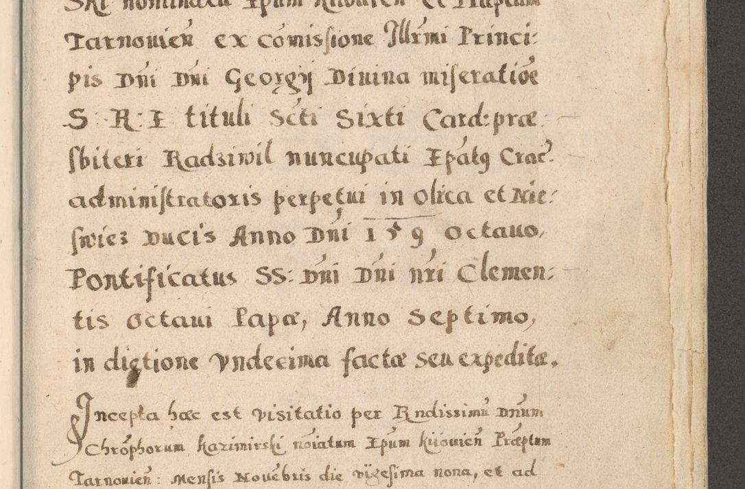 Zdjęcie nr 11 dla obiektu archiwalnego: Acta visitationis exterioris decanatuum Oswiecimensis, Novi Montis, Zatoriensis et Skamnesis ad archidiaconatum Cracoviensem pertinentium per R. D. Christophorum Kazimirski, nominatum episcopum Kijoviensem et praepositum Tarnoviensem ex commissione Illustr. Principis D. Georgii, divina miseratione S.R.E. tituli s. Sixti cardinalis presbiteri Radziwiłł nuncupati, episcopatus Cracoviensis administratoris perpetui, in Olica er Nieswież ducis a. D. 1598