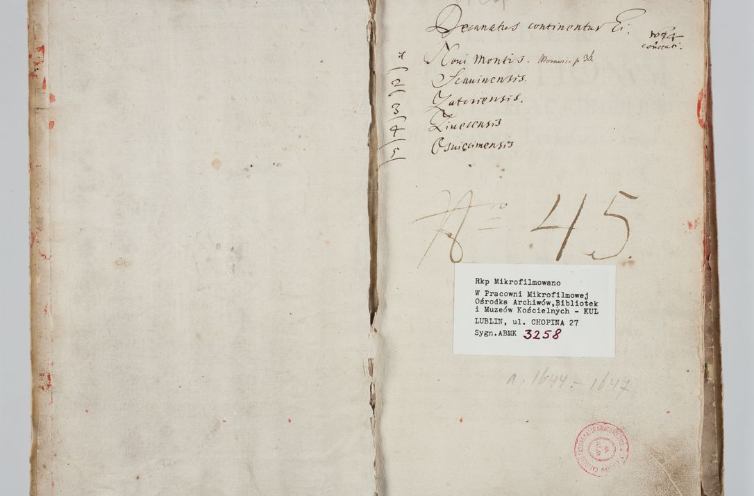 Zdjęcie nr 6 dla obiektu archiwalnego: Liber visitationum a R. D. Joanne Tarnowski, archidiacono Cracoviensi visitatarum ecclesiarum parachialium in decanatibus: Novi Monte, Scavinensi, Zatoriensi, Żiwecensi et Oswiecimensi in annis 1644 - 1647 expeditarum.