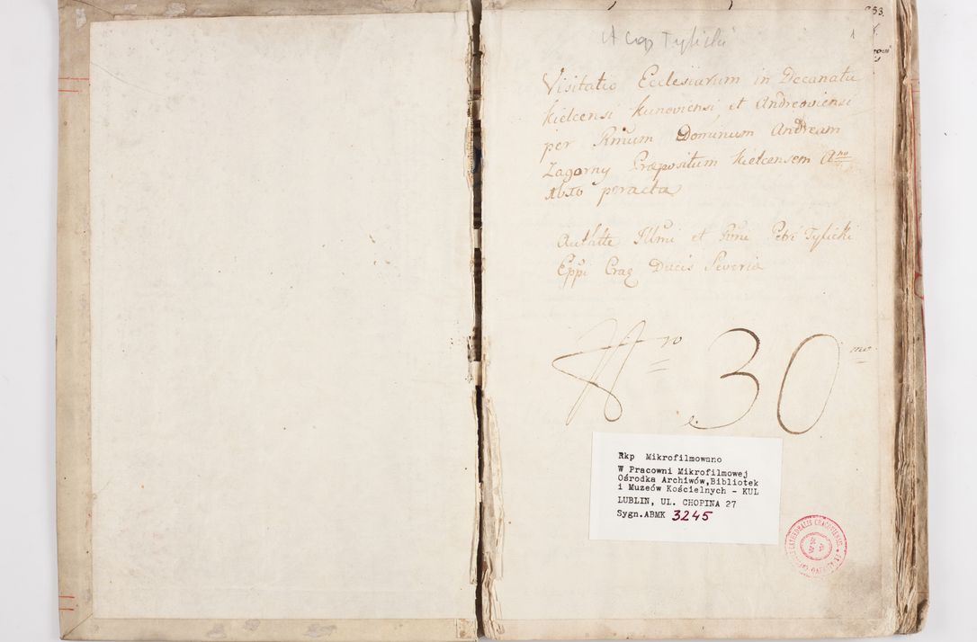 Zdjęcie nr 6 dla obiektu archiwalnego: Visitatio ecclesiarum in decanatu Kielcensi, Kunoviensi et Andreoviensi per R. D. Andream Zagórny, praepositum Kielcensem a. D. 1610 peracta authoritate R. D. Petri Tylicki, episcopi Cracoviensis, ducis Severiae