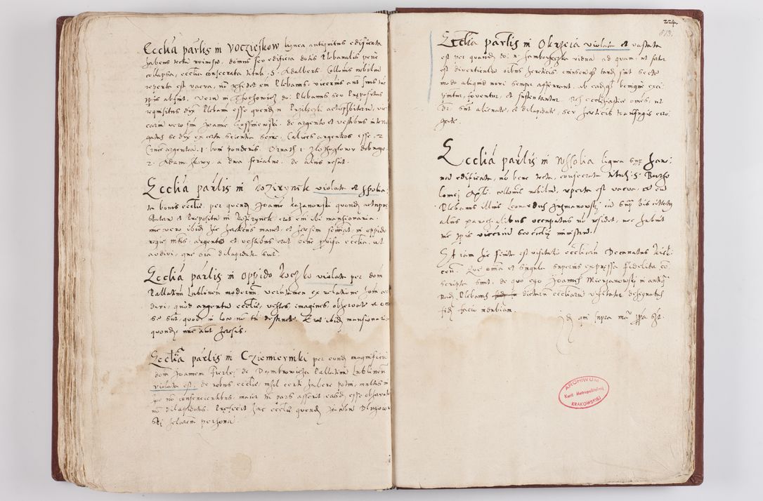Zdjęcie nr 266 dla obiektu archiwalnego: Liber visitationis ecclesiarum in civitate ac Dioecesi Cracoviensi consistentium... Philippi Padniwski Ep. Crac. 1565.