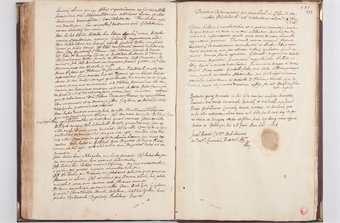 Zdjęcie nr 139 dla obiektu archiwalnego: Acta visitationis exterioris decanatus Skavinensis, Novi Montis, Oswencimensis, Zatoriensis, ad archidiaconatum Cracoviensem, prothonotarium apostolicum in a. D. 1617 authoritate ordinaria factae sub felicibus auspiciis R. D. Martini Szyszkowski, episcopi Cracobiensis, ducis Severiensis. Visitatio ecclesiae Collegiate Skarbimiriensis die 9 mesis Decembris anni 1617 ex speciali commissione Episcopi ordinarii facta kk. 106 - 110. Visitatio decanatus Wielicensis a. D. 1618 per R. D. Joannem Foxium, archidiaconum Cracoviensem