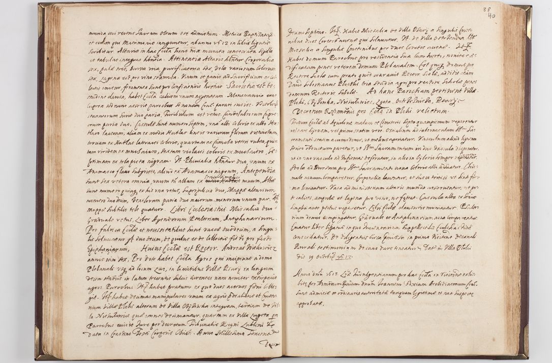 Zdjęcie nr 46 dla obiektu archiwalnego: Acta visitationis exterioris decanatus Skavinensis, Novi Montis, Oswencimensis, Zatoriensis, ad archidiaconatum Cracoviensem, prothonotarium apostolicum in a. D. 1617 authoritate ordinaria factae sub felicibus auspiciis R. D. Martini Szyszkowski, episcopi Cracobiensis, ducis Severiensis. Visitatio ecclesiae Collegiate Skarbimiriensis die 9 mesis Decembris anni 1617 ex speciali commissione Episcopi ordinarii facta kk. 106 - 110. Visitatio decanatus Wielicensis a. D. 1618 per R. D. Joannem Foxium, archidiaconum Cracoviensem