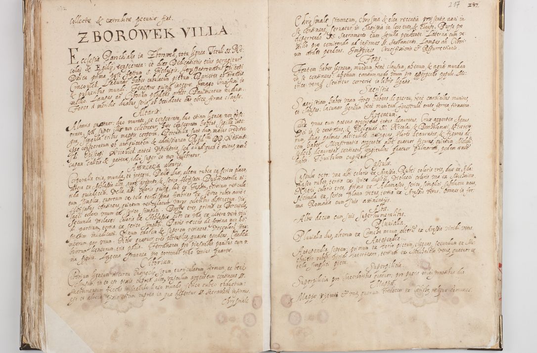 Zdjęcie nr 117 dla obiektu archiwalnego: Acta visitationis exterioris decanatus Witoviensis, Opatovecensis, Skavinensis, Zatoriensis, Kiiensis, Oswencimensis, Wolbromensis, Skalensis, Pacanoviensis et Sokoliensis authoritate R. D. Petri Tylicki, episcopi Cracoviensis per R. D. Rochum Zardecki, praepositum et officialem Tarnoviensem et Sebastianum Nucerium, s. Theologiae doctorem, canonicum Scarbimiriensem a. D. 1610 facta. Pag. 255 - 264 visitatio ecclesiae parochialis in Szydłowiec ex anno 1614