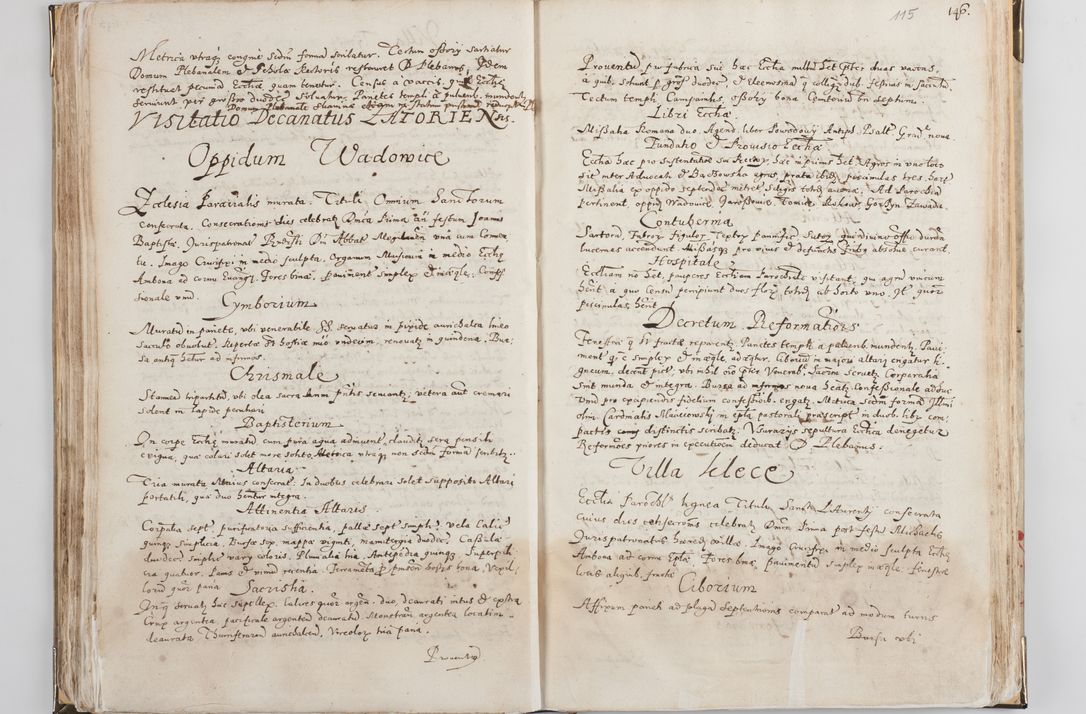 Zdjęcie nr 63 dla obiektu archiwalnego: Acta visitationis exterioris decanatus Witoviensis, Opatovecensis, Skavinensis, Zatoriensis, Kiiensis, Oswencimensis, Wolbromensis, Skalensis, Pacanoviensis et Sokoliensis authoritate R. D. Petri Tylicki, episcopi Cracoviensis per R. D. Rochum Zardecki, praepositum et officialem Tarnoviensem et Sebastianum Nucerium, s. Theologiae doctorem, canonicum Scarbimiriensem a. D. 1610 facta. Pag. 255 - 264 visitatio ecclesiae parochialis in Szydłowiec ex anno 1614