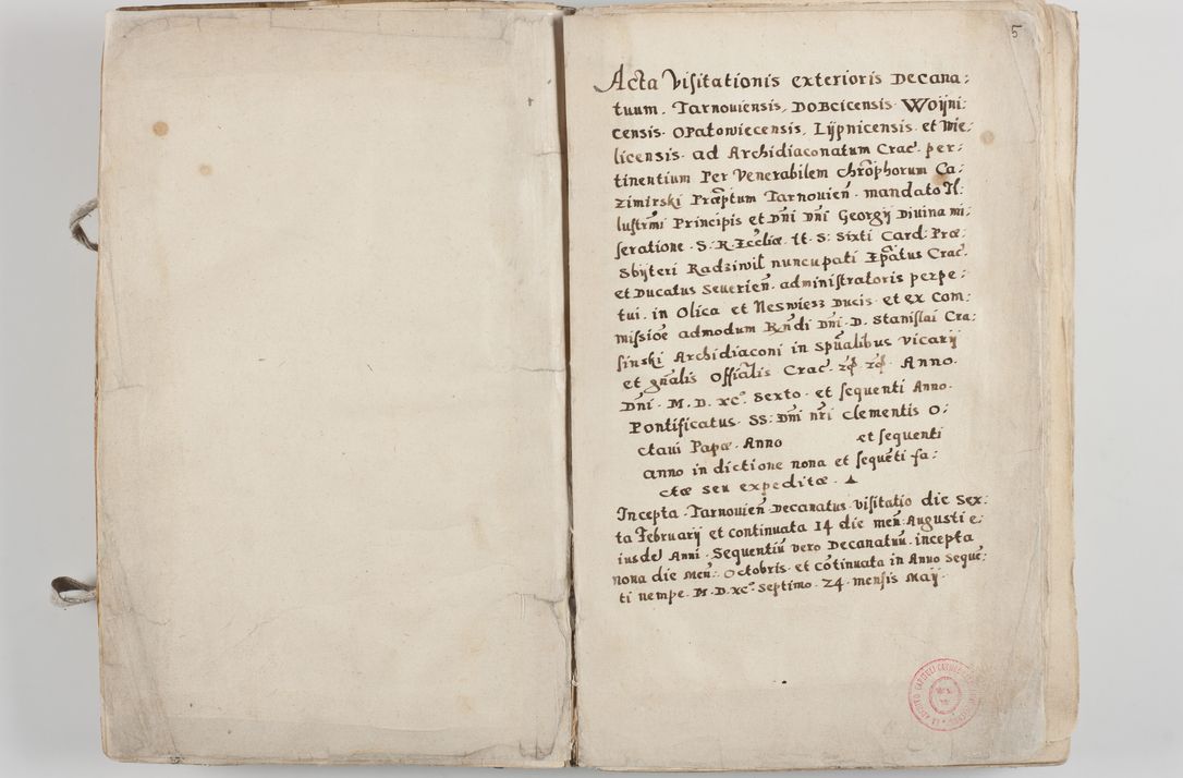 Zdjęcie nr 8 dla obiektu archiwalnego: Acta visitationis exterioris decanatuum Tarnoviensis, Dobcicensis, Woynicensis, Opatowiensis, Lypnicensis et Wielicensis ad Archidiaconatum Cracoviensis pertinentium per venerabilem Christophorum Cazimirski Praepositum Tarnoviensis mandato Illustrissimi Principis et Domini Domini Georgini Divina Miseratione S. R. Ecclessia Tituli S. Sixti Card. Praesbyteri Rzadziwł nuncupati Episcopatus Cracoviensis et Ducatus Severiensis administratoris perpetui in Olica et Neswiesz Ducis et ex commissione admodum Rndi. Dni. D. Stanislai Crasinski Archidiaconi in spiritualibus vicarii et generalis officialis Cracoviensis etc. etc.