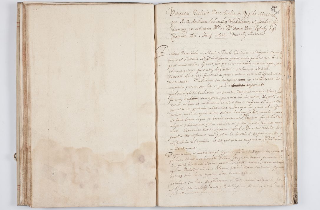 Zdjęcie nr 47 dla obiektu archiwalnego: Visitatio ecclesiarum parochialium in decanatibus Leloviensi, Kijensi, Łukoviensi, Proszoviensi, Parczoviensi et Wrocimoviensi in annis 1609 - 1614 peracta, nec non visitatio ecclesiae parochialis s. Jacobi in Casimiria per R. D. Hieronymum Reczajski, archidiaconum cathedralem Cracoviensem vigore specianuarii facta. Visitatio ecclesie parochialis in oppido Mussinensi per R. D. Andream Łukomski, Wladislaviensem et Sandomieriensem canonicum ex dommissione R. D. Petri Tylicki, episcopi Cracoviensi die 1 Julii peracta.