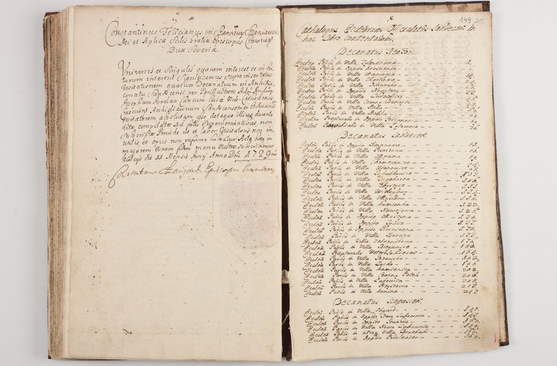 Zdjęcie nr 154 dla obiektu archiwalnego: Visitatio interna et externa officialatus Sandecensis per me Josephum de Zakliczyn Jordan, canonicum cathedralem Cracoviensem, archidiaconum Sandecensem anno 1723 die 12 mensis Decembris incepta, ac tandem anno 1728 die vero 12 mensis Aprilis terminata. Continet decanatus Neoforiensem, Sandecensem, Scepusiensem, Sandecensem (continuatio) Boboviensem. Per Nicolaum Gawrański, notarium apostolicum connotata.