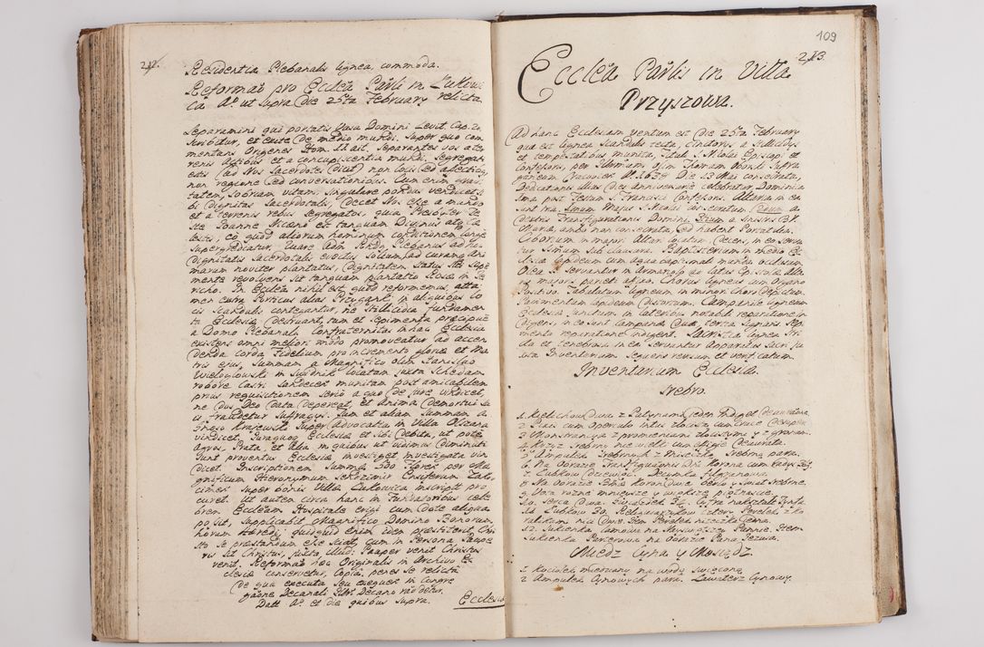 Zdjęcie nr 114 dla obiektu archiwalnego: Visitatio interna et externa officialatus Sandecensis per me Josephum de Zakliczyn Jordan, canonicum cathedralem Cracoviensem, archidiaconum Sandecensem anno 1723 die 12 mensis Decembris incepta, ac tandem anno 1728 die vero 12 mensis Aprilis terminata. Continet decanatus Neoforiensem, Sandecensem, Scepusiensem, Sandecensem (continuatio) Boboviensem. Per Nicolaum Gawrański, notarium apostolicum connotata.