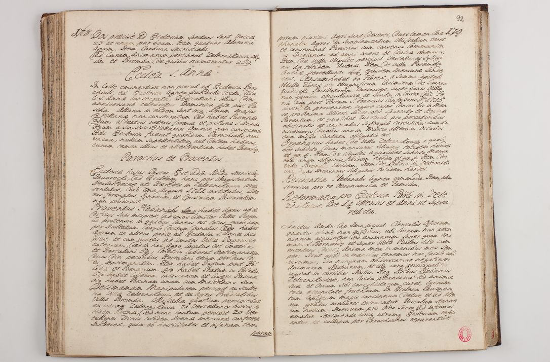 Zdjęcie nr 97 dla obiektu archiwalnego: Visitatio interna et externa officialatus Sandecensis per me Josephum de Zakliczyn Jordan, canonicum cathedralem Cracoviensem, archidiaconum Sandecensem anno 1723 die 12 mensis Decembris incepta, ac tandem anno 1728 die vero 12 mensis Aprilis terminata. Continet decanatus Neoforiensem, Sandecensem, Scepusiensem, Sandecensem (continuatio) Boboviensem. Per Nicolaum Gawrański, notarium apostolicum connotata.