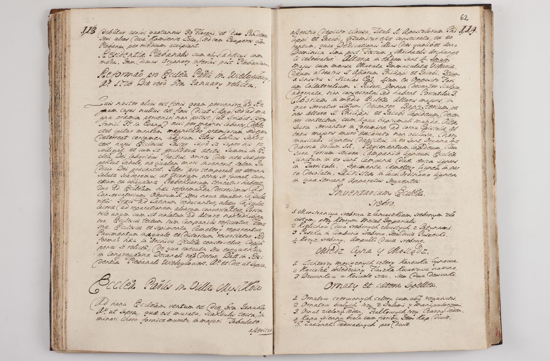 Zdjęcie nr 67 dla obiektu archiwalnego: Visitatio interna et externa officialatus Sandecensis per me Josephum de Zakliczyn Jordan, canonicum cathedralem Cracoviensem, archidiaconum Sandecensem anno 1723 die 12 mensis Decembris incepta, ac tandem anno 1728 die vero 12 mensis Aprilis terminata. Continet decanatus Neoforiensem, Sandecensem, Scepusiensem, Sandecensem (continuatio) Boboviensem. Per Nicolaum Gawrański, notarium apostolicum connotata.