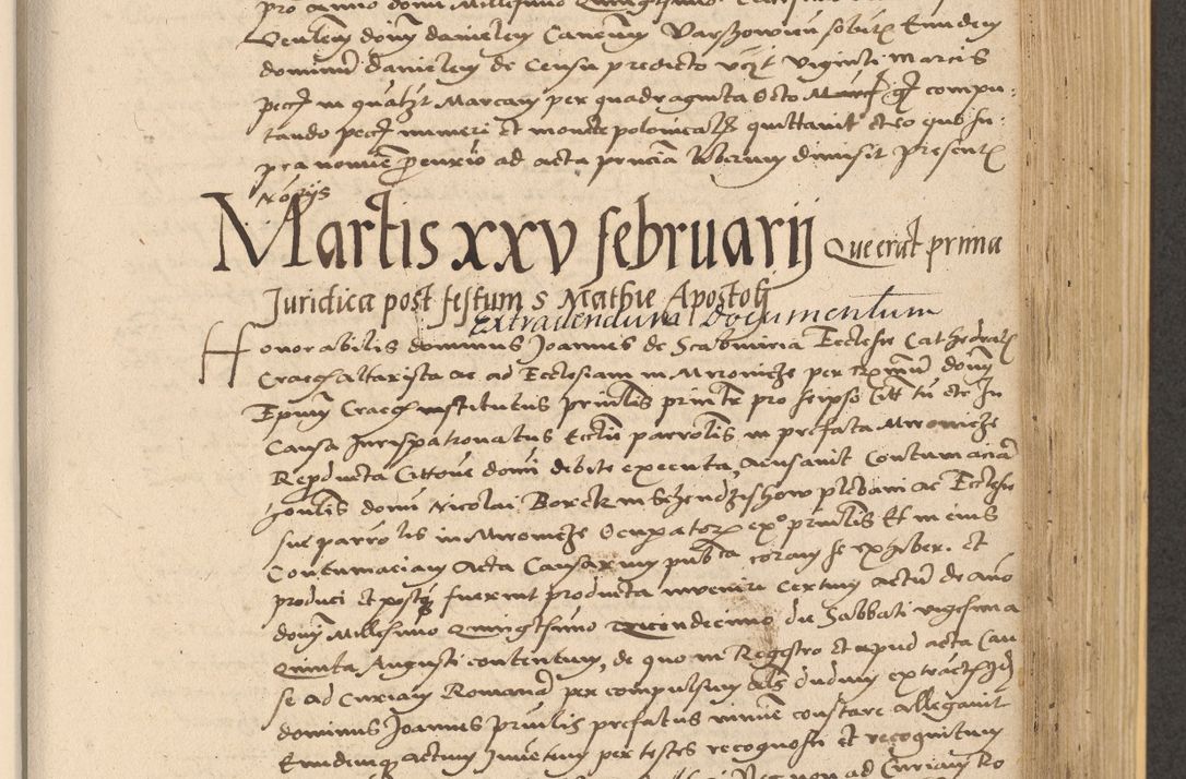 Zdjęcie nr 593 dla obiektu archiwalnego: Acta actorum coram reverendo patre domino Nicolao Bedlenski scholastico vicarioque in spiritualibus gernerali Cracoviensi ad annum Domini millesimum quingentesimum tricesimum septimum, cuius indicio est decima, pontificatus sanctissimi in Christo patris et domini nostri domini Pauli divina providencia papr tercii, anno tercio, feliciter continuantur