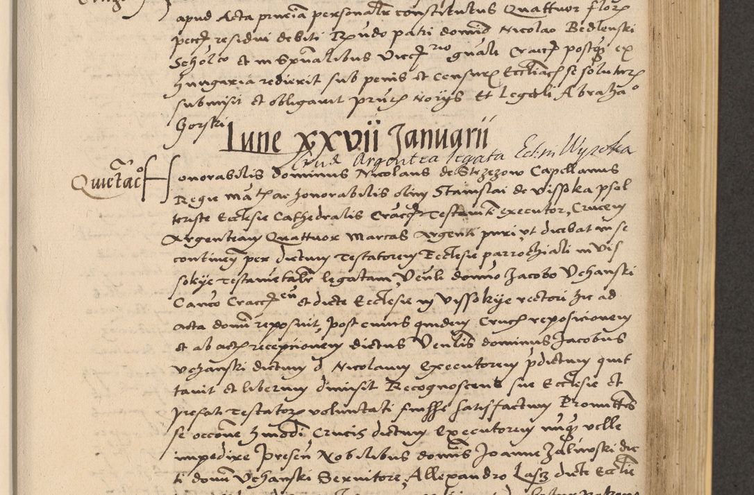 Zdjęcie nr 547 dla obiektu archiwalnego: Acta actorum coram reverendo patre domino Nicolao Bedlenski scholastico vicarioque in spiritualibus gernerali Cracoviensi ad annum Domini millesimum quingentesimum tricesimum septimum, cuius indicio est decima, pontificatus sanctissimi in Christo patris et domini nostri domini Pauli divina providencia papr tercii, anno tercio, feliciter continuantur