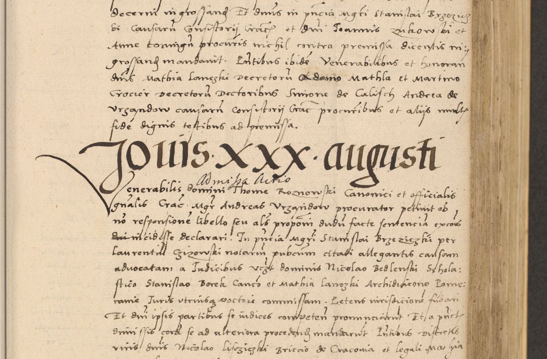 Zdjęcie nr 231 dla obiektu archiwalnego: Acta actorum coram reverendo patre domino Nicolao Bedlenski scholastico vicarioque in spiritualibus gernerali Cracoviensi ad annum Domini millesimum quingentesimum tricesimum septimum, cuius indicio est decima, pontificatus sanctissimi in Christo patris et domini nostri domini Pauli divina providencia papr tercii, anno tercio, feliciter continuantur