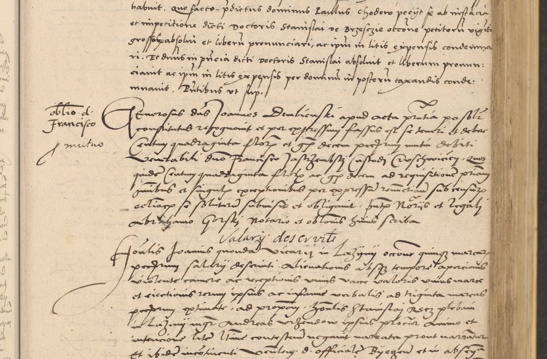 Zdjęcie nr 97 dla obiektu archiwalnego: Acta actorum coram reverendo patre domino Nicolao Bedlenski scholastico vicarioque in spiritualibus gernerali Cracoviensi ad annum Domini millesimum quingentesimum tricesimum septimum, cuius indicio est decima, pontificatus sanctissimi in Christo patris et domini nostri domini Pauli divina providencia papr tercii, anno tercio, feliciter continuantur